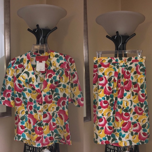 Emanuel Ungaro Other - Emanuel Ungaro VINTAGE silk skirt and shirt set